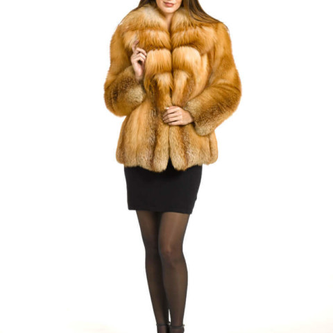 Lucia Natural Red Fox Jacket with Layered Collar