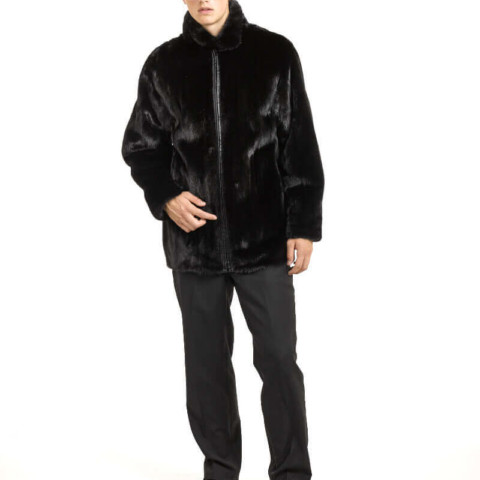 Owen Long Hair Mink Reversible Leather Coat