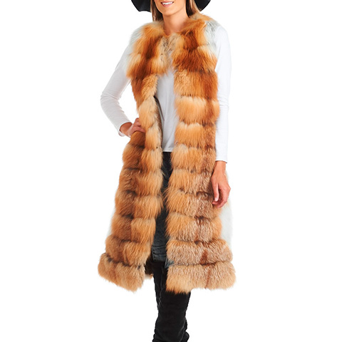 Constance Tiered Red Fox Duster Vest
