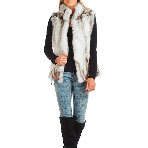 Eugenie Sectioned Blue Fox Fur Vest