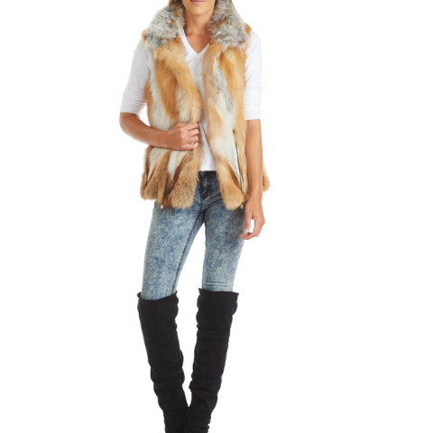 Eugenie Sectioned Red Fox Fur Vest